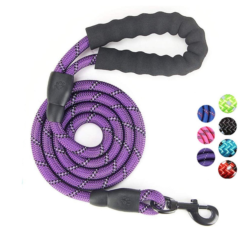 Large Dog Reflective Rope Durable Large Dog Leash Walking Big Dog Collar Strengthen Traction Harness Round Nylon Medium Dog Lead