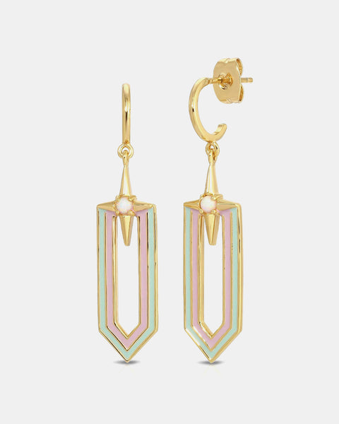 Copper C-Hoop Drop Earrings