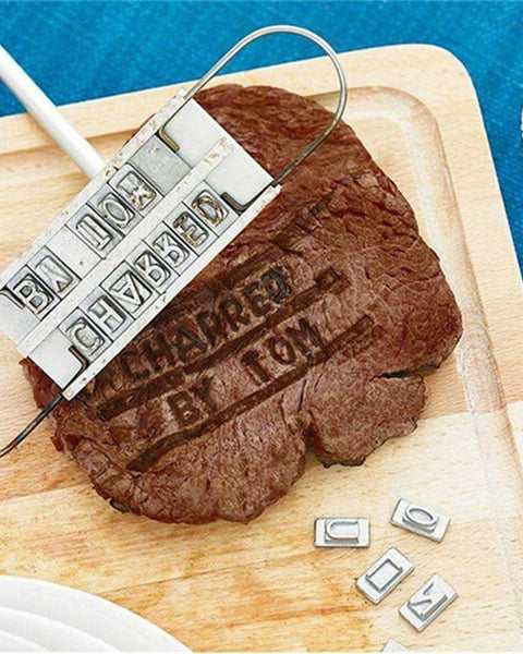 BBQ Barbecue Branding Iron Signature Name Marking Stamp Tool Meat Steak Burger 55 x Letters and 8 spaces